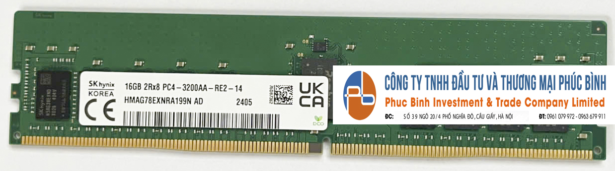 RAM máy chủ Sever Hynix 16GB DDR4 2Rx8 3200MHz PC4-3200AA ECC RDIMM